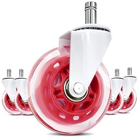 IPOWER LPHY Metal Office Chair Caster 3 inch Pink, 5 Pack, 5PK FNCASTOFFICEMETAL3PIKX5